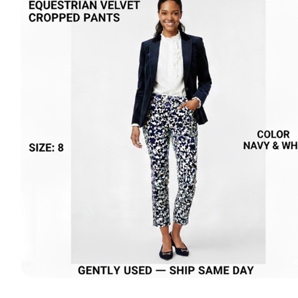 Lilly Pulitzer Palm Beach Fit equestrian theme navy white horse Print Cropped 8